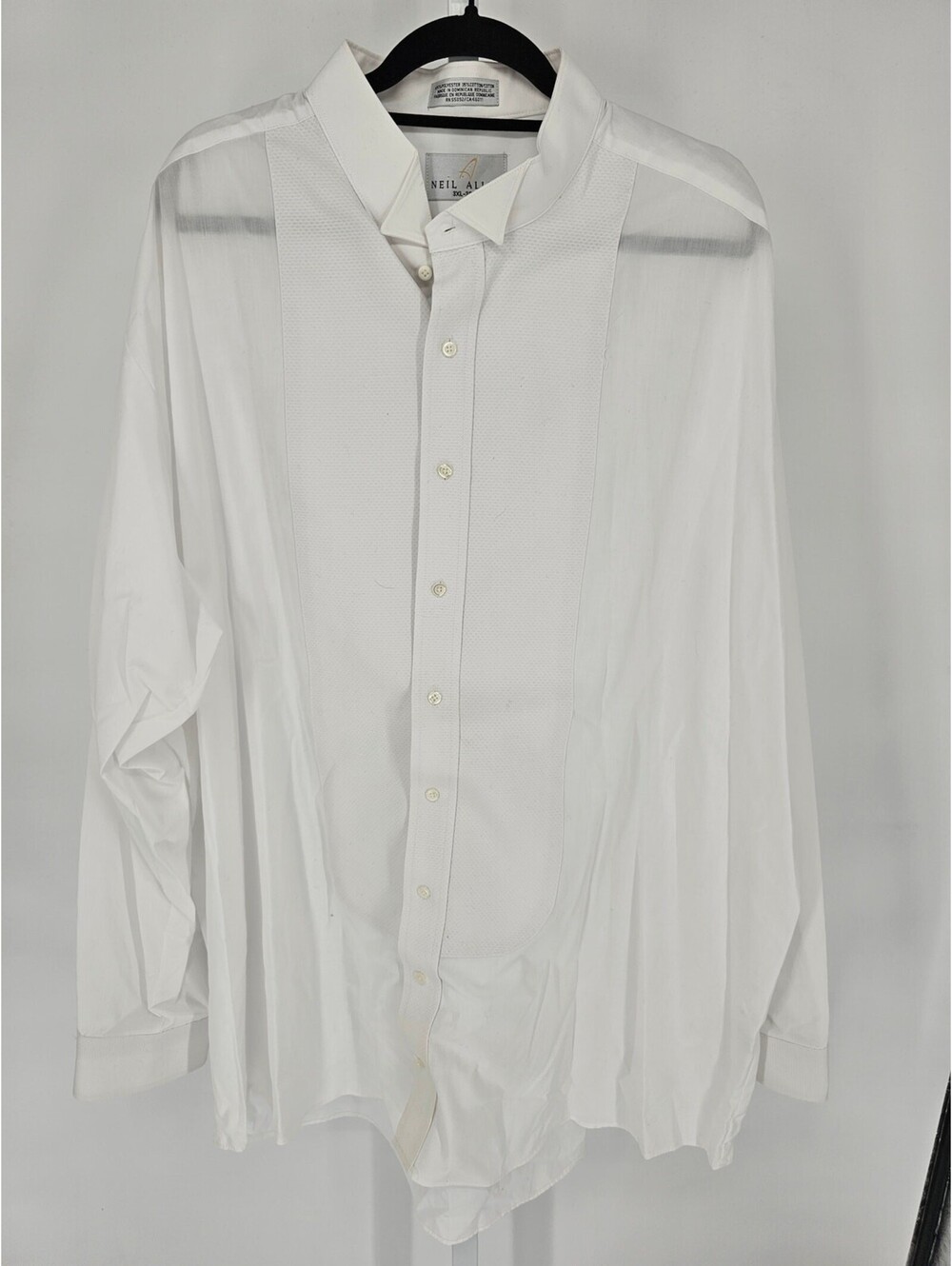 Neil Allyn Mens Sz 3XL 38/39 Long Sleeve Button Up Dress Tuxedo Shirt White